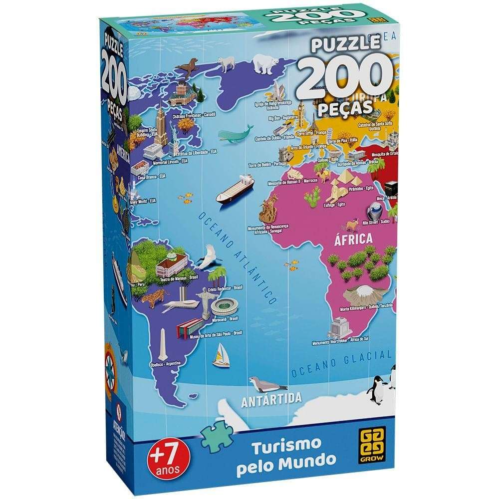 Puzzle 200 Peças: Descubra o Mundo!