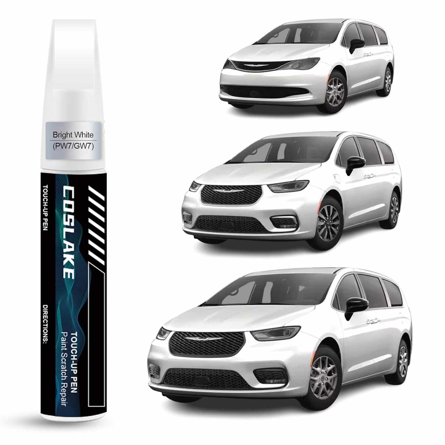 Tinta de Retoque para Carro Branco Brilhante (PW7/GW7) - Kit para Chrysler com Caneta Removedora de Arranhões 2 em 1