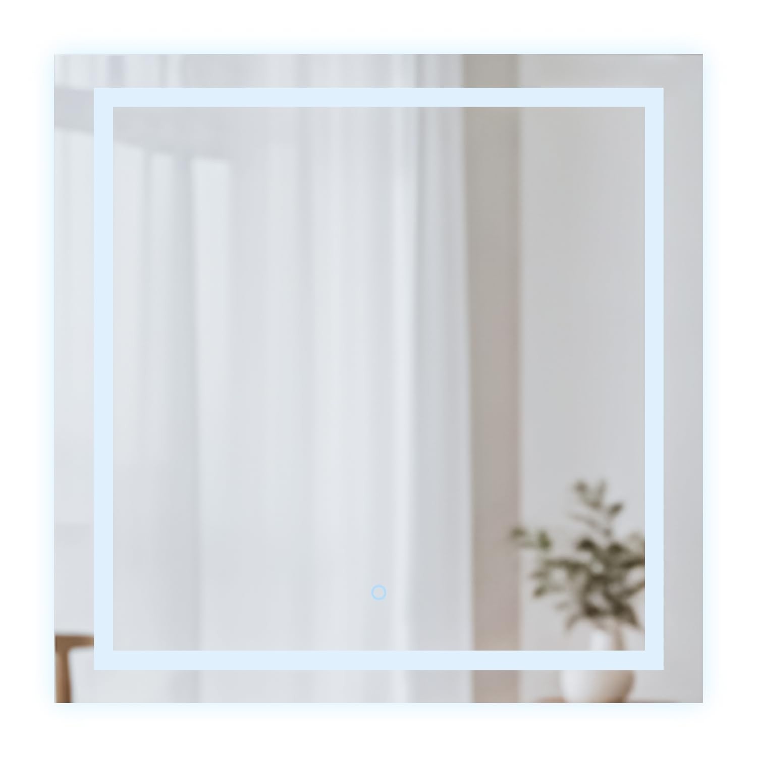 Espelho Quadrado com LED Touch Luxo 70x70cm | Iluminação Moderna e Design Premium