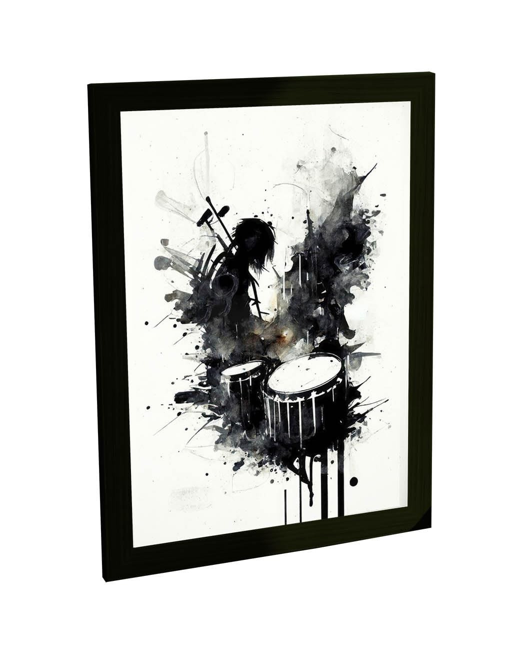 Quadro Decorativo Bateria Banda de Rock - Estilo Grunge para Quarto e Sala