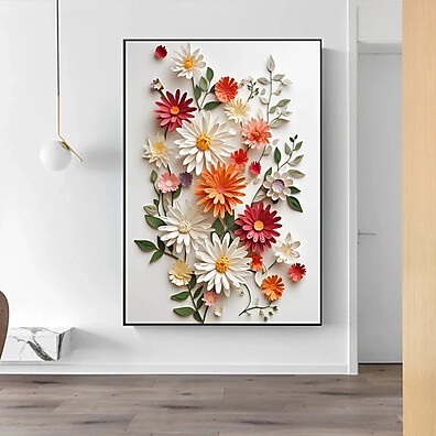 Quadro Decorativo 40x60 Nórdico com Flores Coloridas