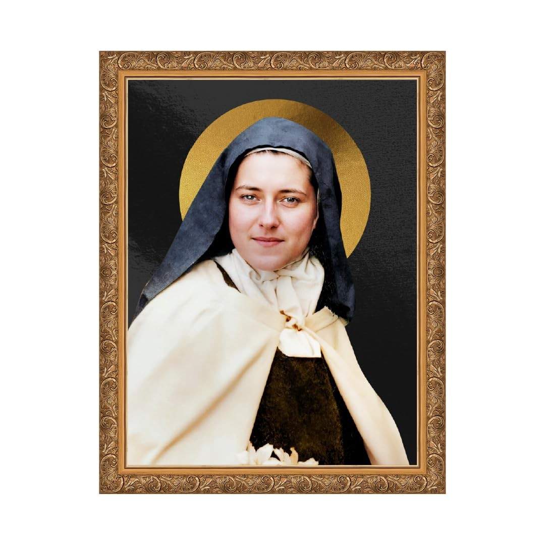 Quadro Santa Teresinha do Menino Jesus com Moldura - Arte Devocional em Canvas PP