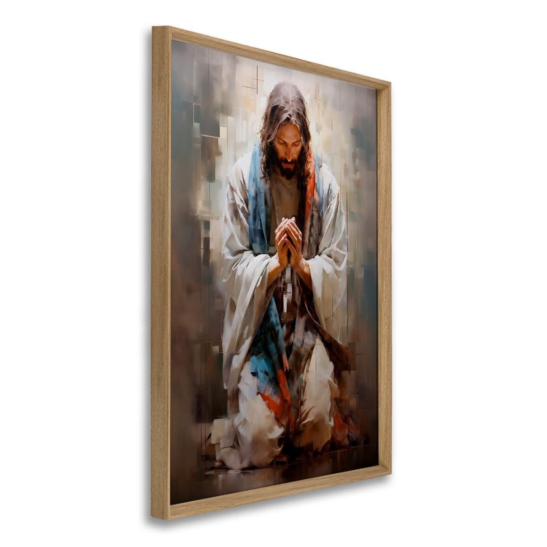 Quadro Decorativo Jesus em Oração - Tela de Madeira 60x90cm com Vidro