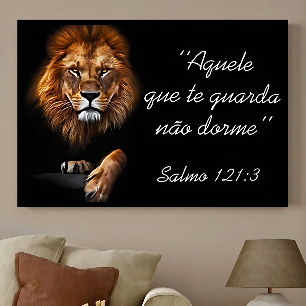 Quadro Leão de Judá 80x110: Proteção Divina 4K