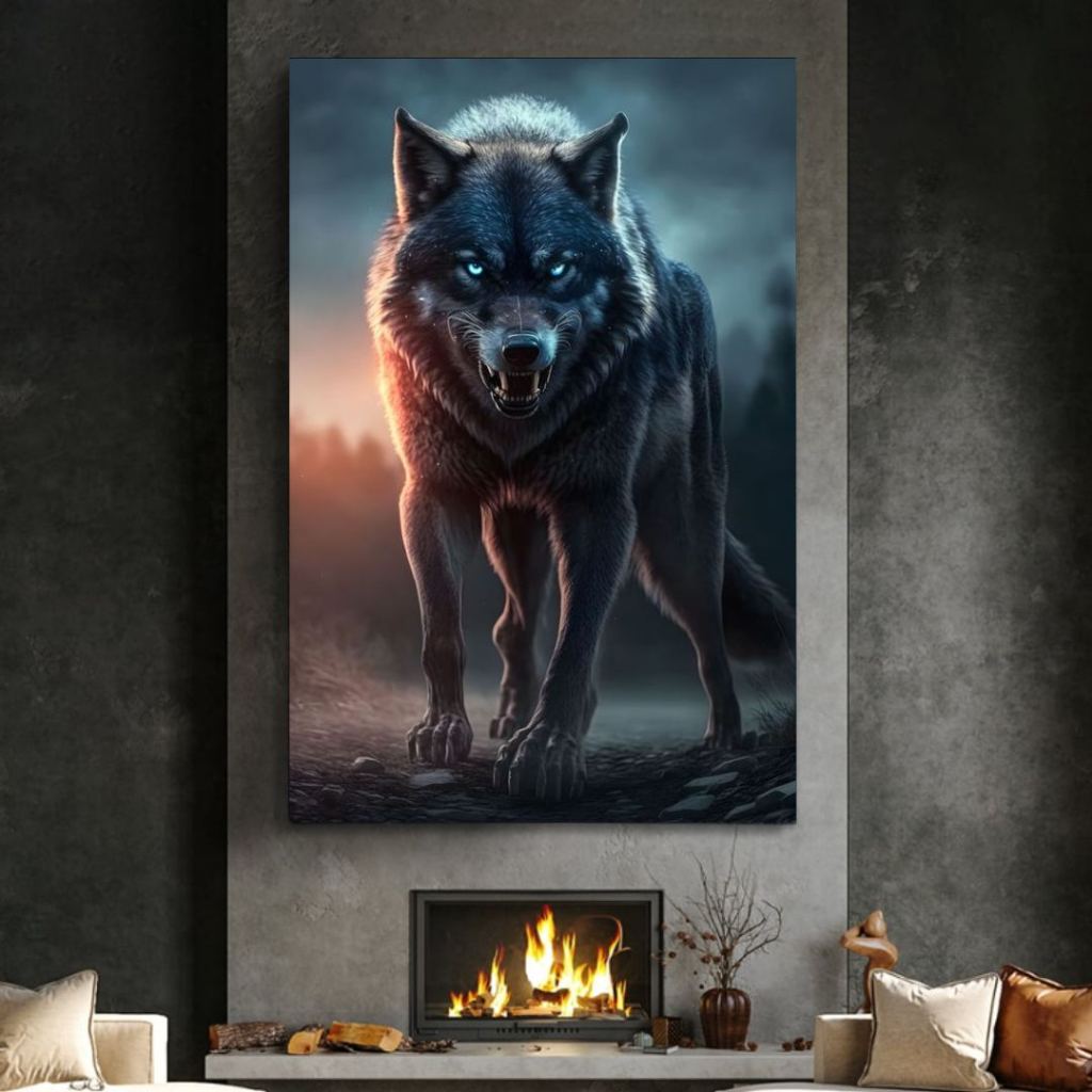 Quadro Lobo Negro: Toque Dark na Sua Decoração