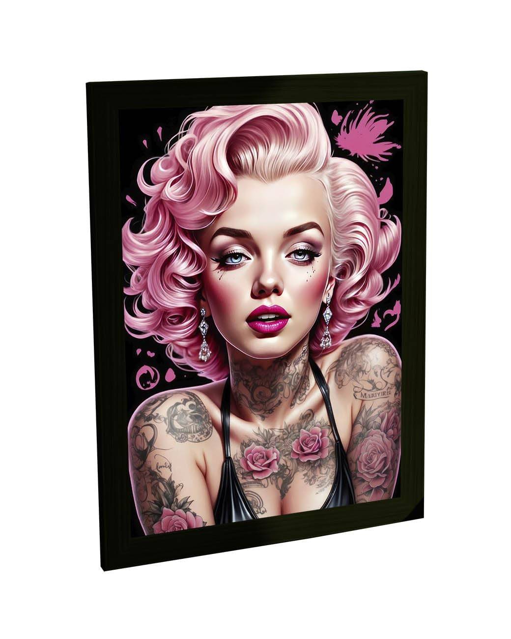 Quadro Decorativo Marilyn Monroe Grafite Tattoo - Moldura Premium com Impressão HD
