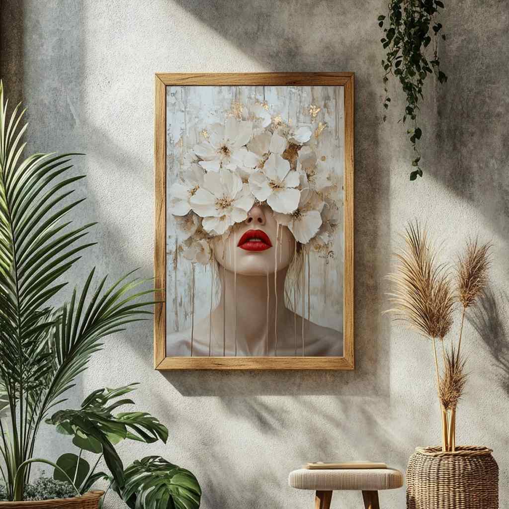 quadro-mulher-flor-vermelha-luxo-na-sua-parede
