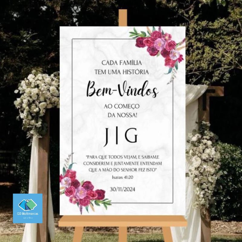 Quadro Placa Casamento Florida Rosa Fúcsia – Personalize Sua Festa!