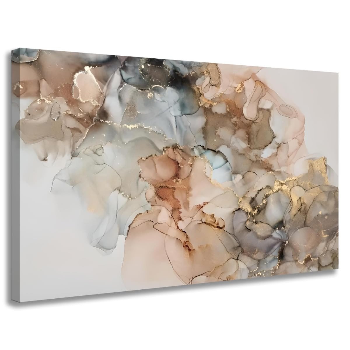Quadro Decorativo Abstrato Rose Gold Moderno - Tela Canvas sem Moldura para Sala e Quarto