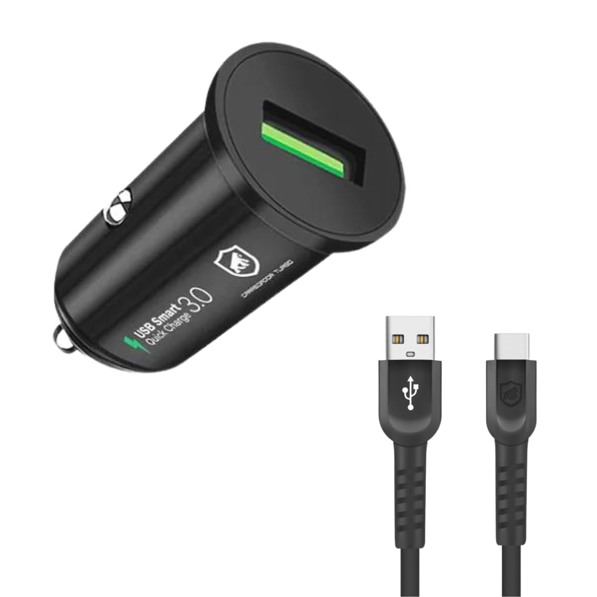 Gshield Kit Carregador Veicular Turbo One 18W Qualcomm 3.0 + Cabo Dual Shock USB-C Reforçado