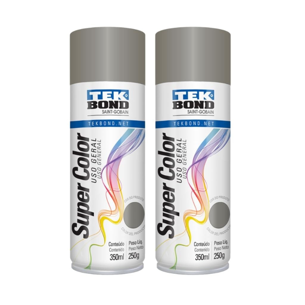 Kit 2 Tintas Spray Platina Aerossol TekBond - Acabamento Profissional para Qualquer Superfície