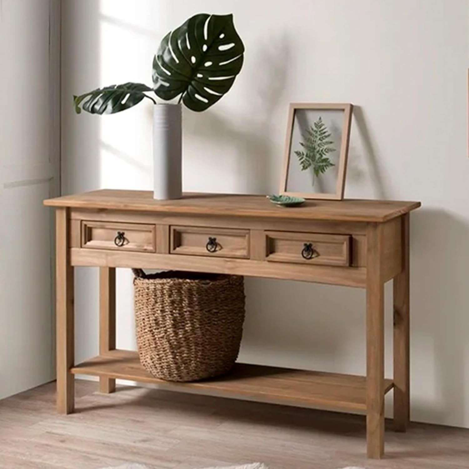 Aparador de Madeira Maciça com 3 Gavetas - Design Elegante e Funcional para Sala, Quarto e Hall