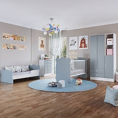 Quarto de Bebê Completo Bambino: 3 Portas, 6 Gavetas e Tudo que Você Precisa!