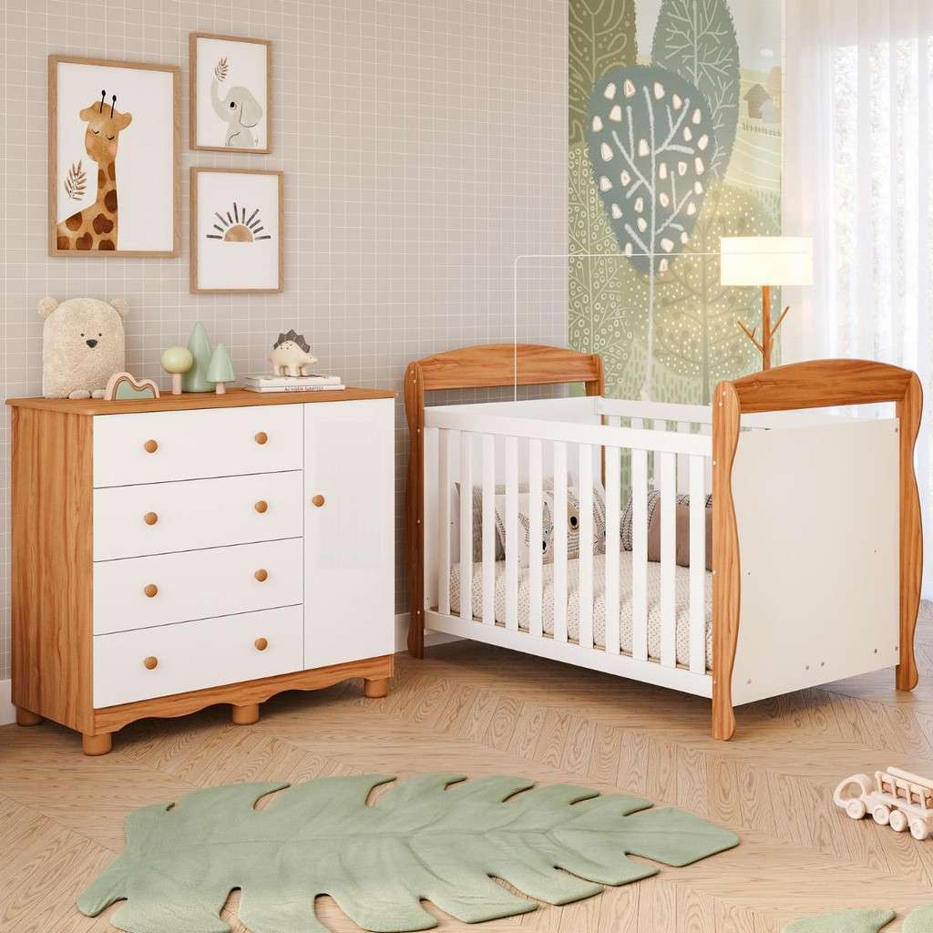 Quarto de Bebê Completo: Berço 3 em 1 e Cômoda!