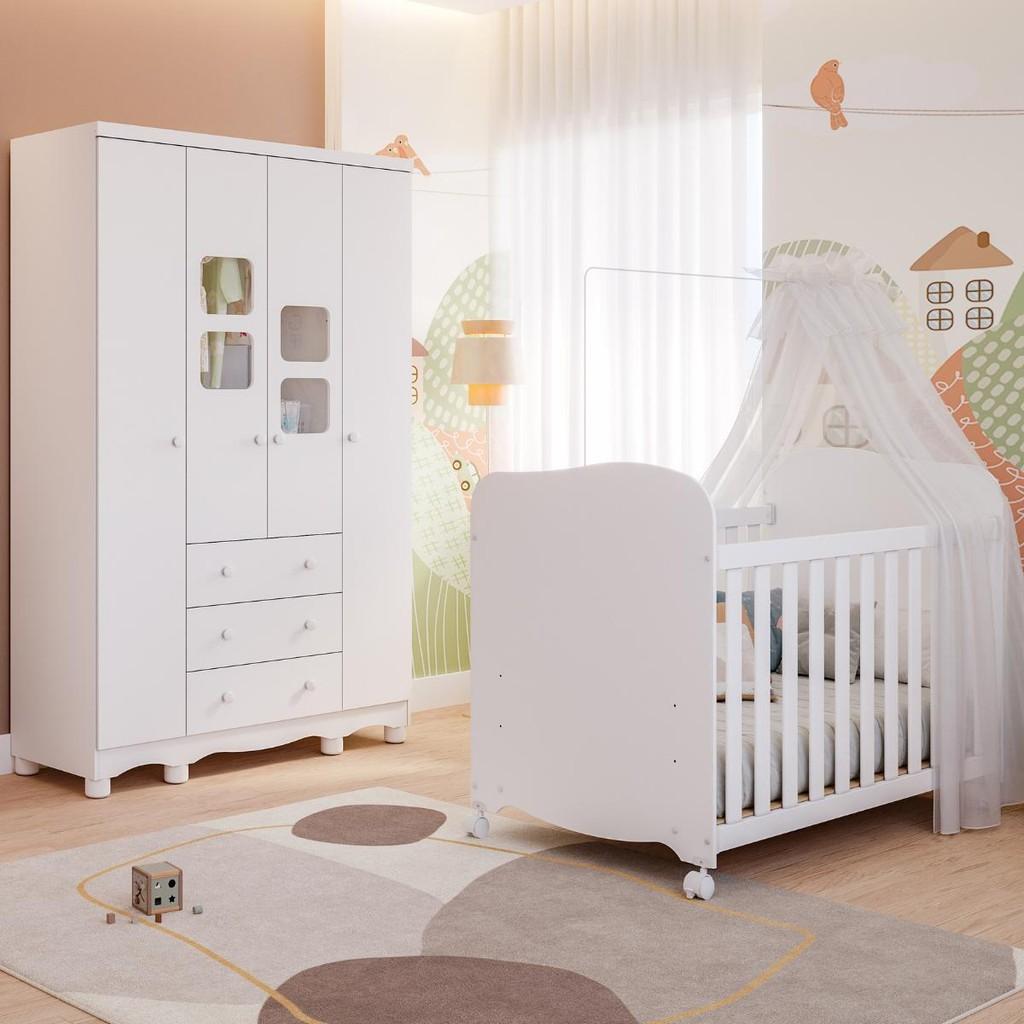 Quarto de Bebê Completo: Berço e Guarda-Roupa Uli