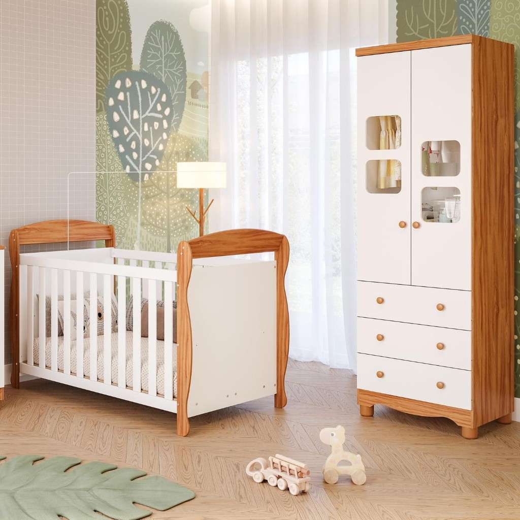 Quarto de Bebê Completo: Berço e Guarda-Roupa