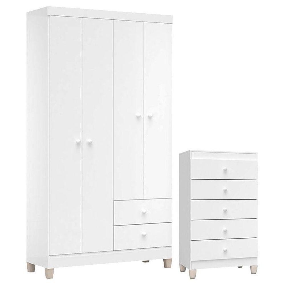 Quarto de Bebê Completo: Cômoda e Guarda Roupa Ternura Baby