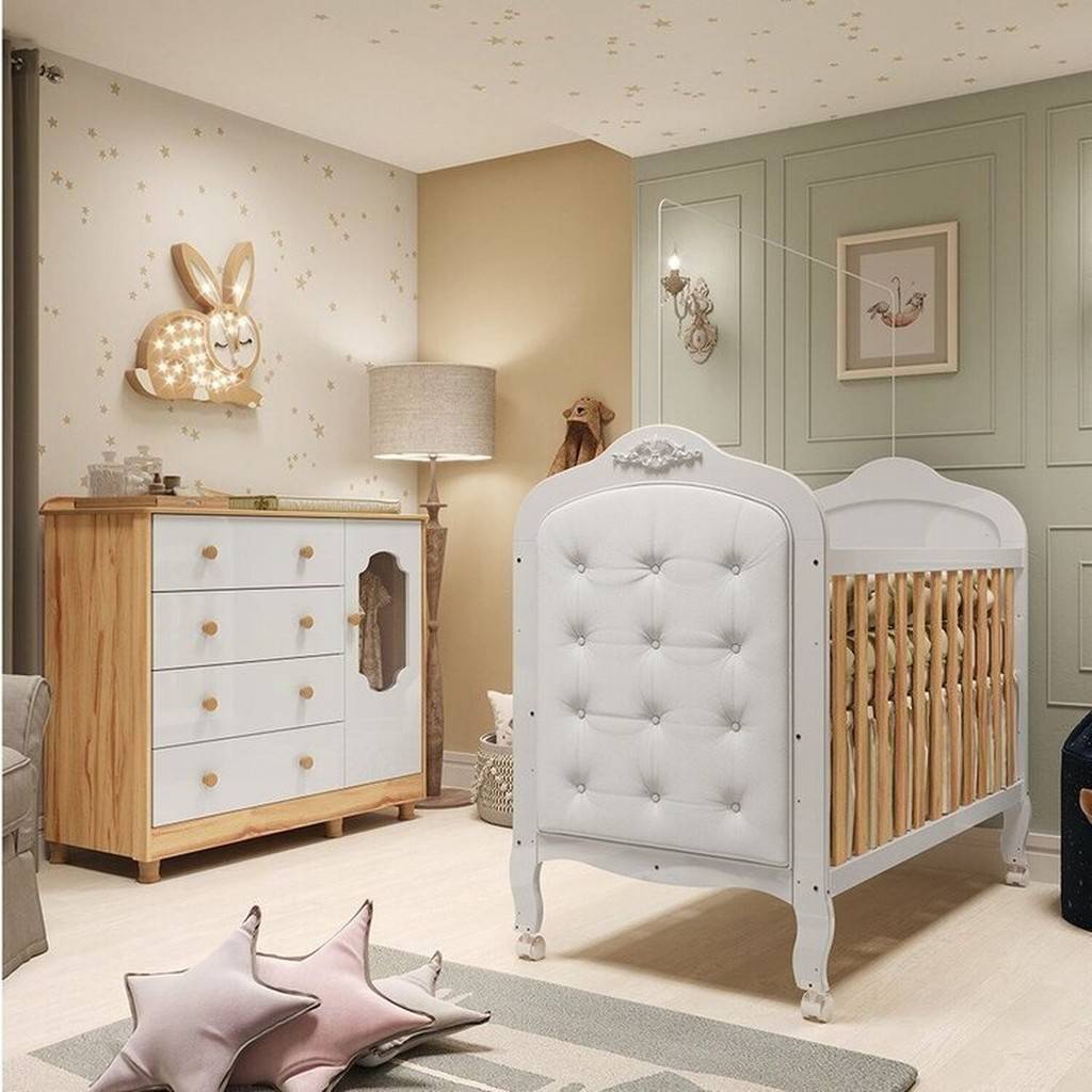 Quarto de Bebê Maya: Berço e Cômoda 100% MDF