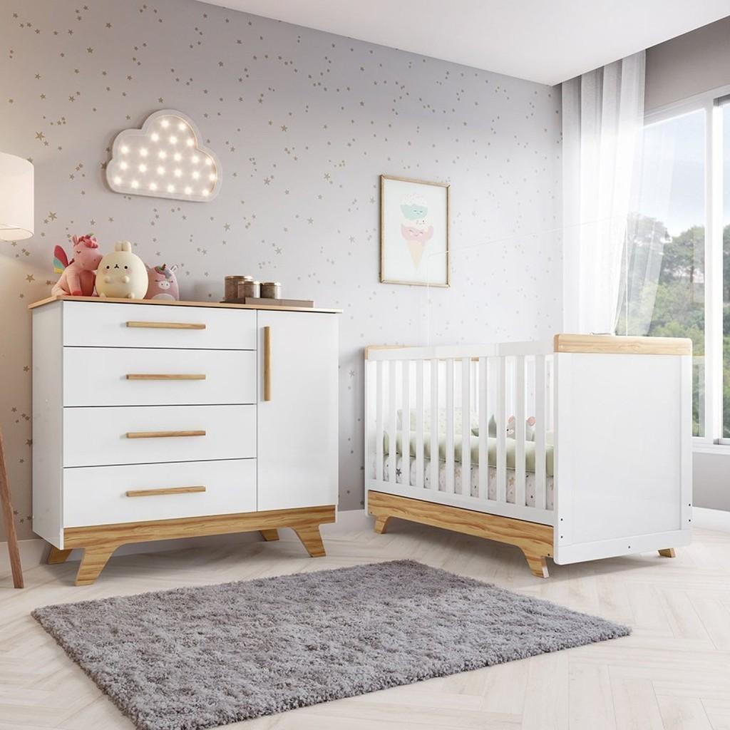 Quarto de Bebê Retrô: Berço e Cômoda Jolie