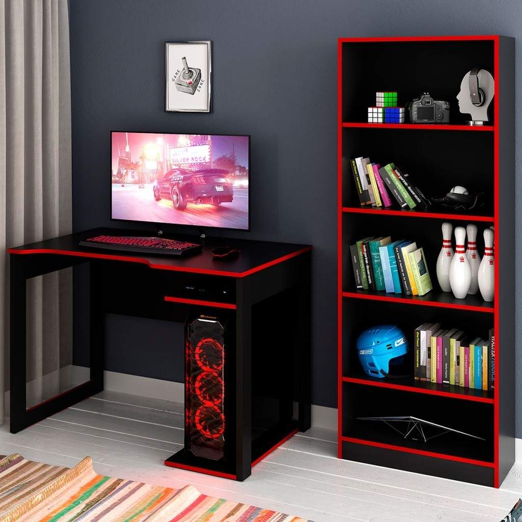 Quarto Gamer Preto/Vermelho: Seu Setup Completo!