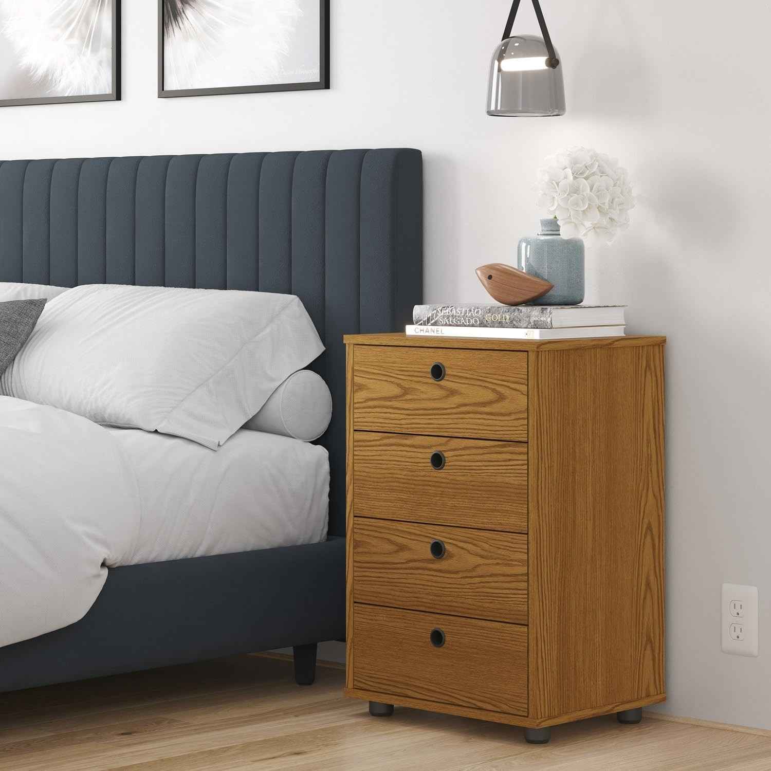 Gaveteiro Mesa de Cabeceira 4 Gavetas Freijó - Organize seu Quarto com Estilo