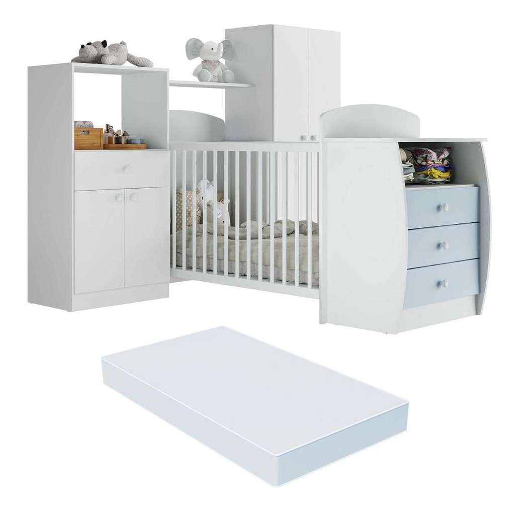 Quarto Infantil Completo: Berço, Cômoda e Colchão