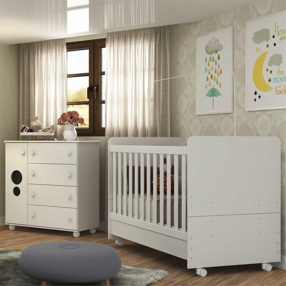 Quarto Infantil Completo: Berço + Cômoda Pimpolho