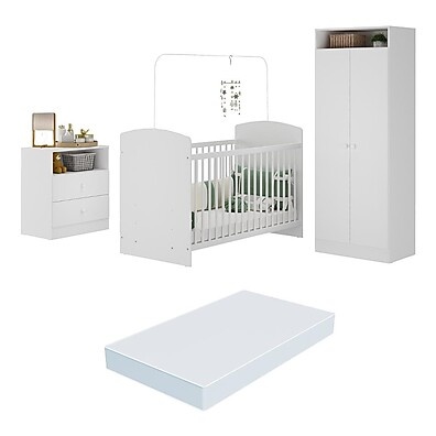 Quarto Infantil Completo Branco com Colchão – Doçura Multimóveis