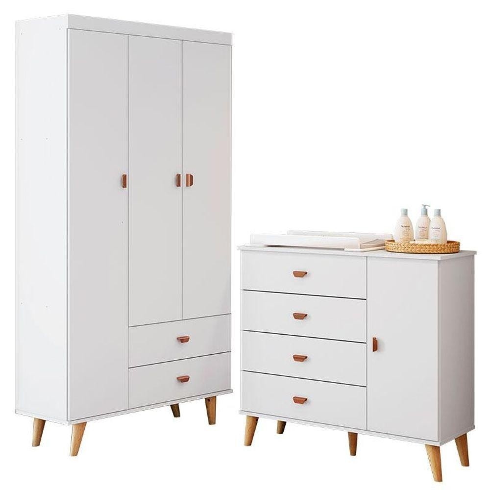 Quarto Infantil Completo: Cômoda e Guarda-Roupa Duda