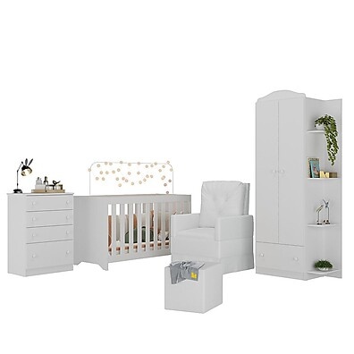 Quarto Infantil Completo MP4086: Berço, Poltrona e Puff