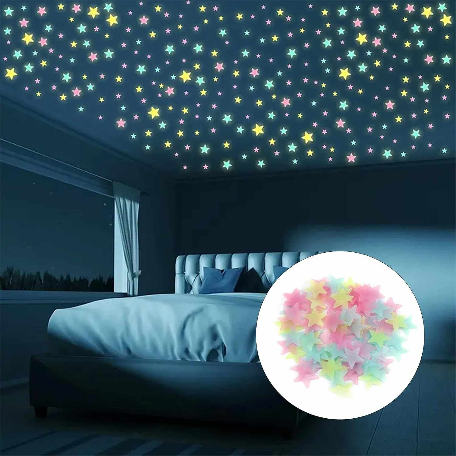 Adesivos de Parede que Brilham no Escuro - 100 Estrelas Luminosas para Decoração de Quarto e Sala