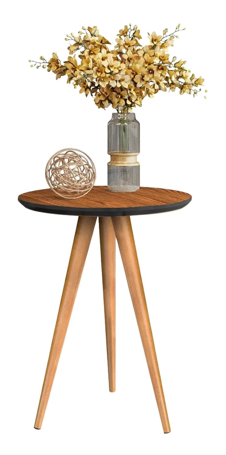 Mesinha Lateral Redonda em Madeira Freijó com Pés Palito - Design Moderno para Sala e Quarto