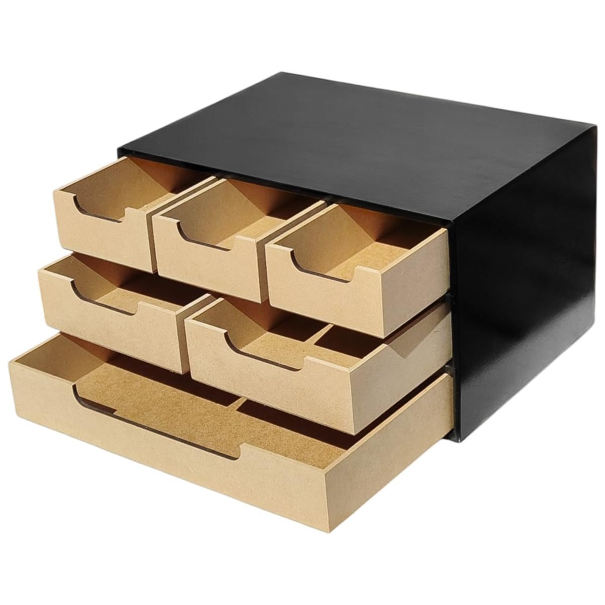Gaveteiro Organizador 6 Gavetas para Escritório e Quarto - Design Moderno Preto