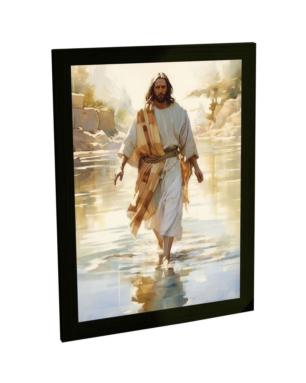 Quadro Decorativo Jesus Cristo No Mar - Pintura Realista em Alta Definição para Quarto e Sala
