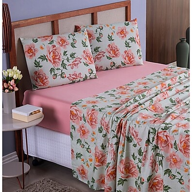 Kit Jogo de Cama Queen Size 4 Peças Micropercal 400 Fios – Conforto e Estilo para Seu Quarto