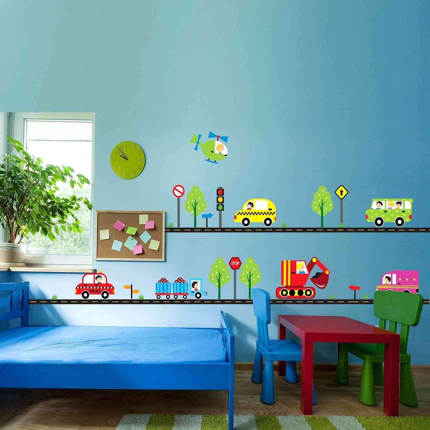 Adesivo Decorativo Infantil Carros na Cidade - 29 Peças para Quartos Criativos