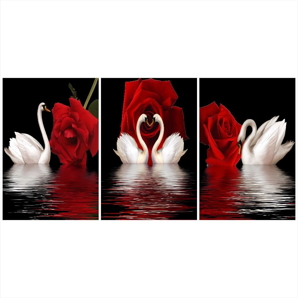 Quadros Cisne Rosa Vermelho: Decoração Moderna para Quartos