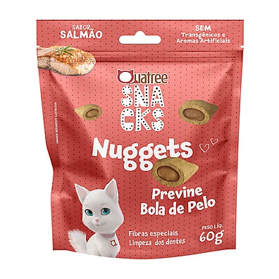 Quatree Nuggets Salmão: Petisco Anti-Bola de Pelo!