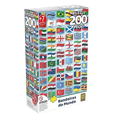 Quebra-Cabeça Bandeiras do Mundo 200 Peças Grow - 04034