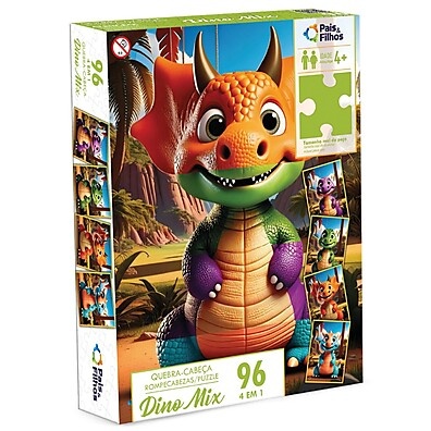 Quebra-Cabeça Dino Mix: 96 Peças de Diversão!