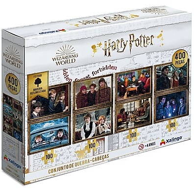 Quebra-Cabeça Harry Potter 400 Peças – Kit com 4 Cenas Mágicas
