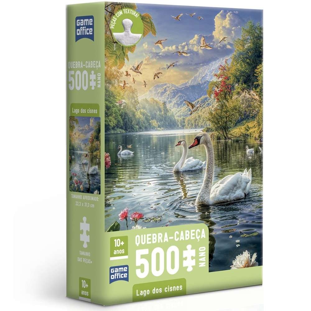 Quebra-Cabeça Lago dos Cisnes 500pçs - Desafio Relaxante!