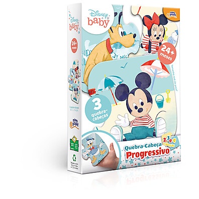 Quebra Cabeça Mickey Baby Progressivo (2/3/4 Peças) - Toyster 8068