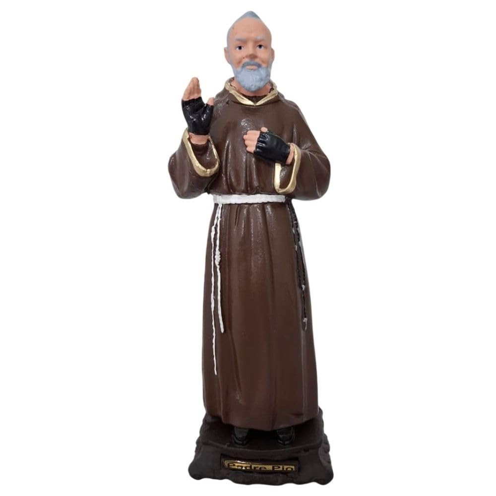 Imagem de São Padre Pio em Borracha Inquebrável - 20 cm | Detalhes Ricos e Resistente a Quedas