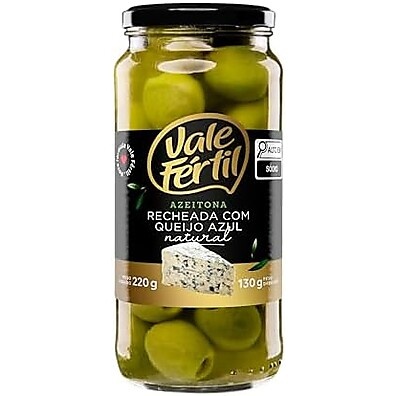 Azeitona Verde Recheada Queijo Azul Vale Fértil 130g
