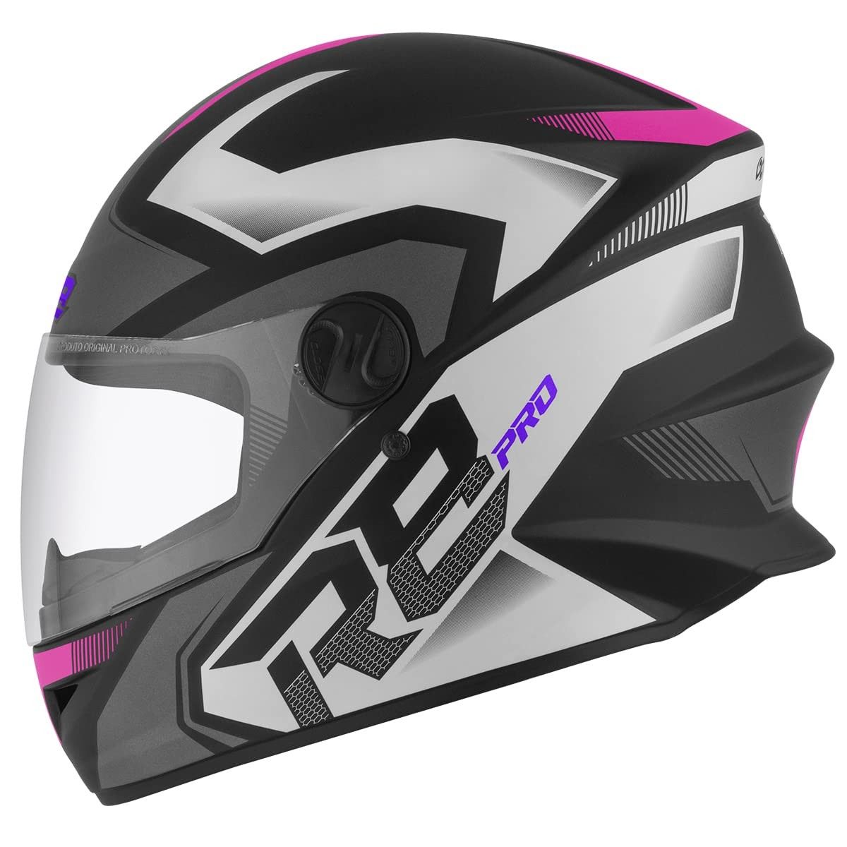 Capacete Fechado Pro Tork R8 Pro Fosco Preto e Rosa - Segurança e Estilo para Você!