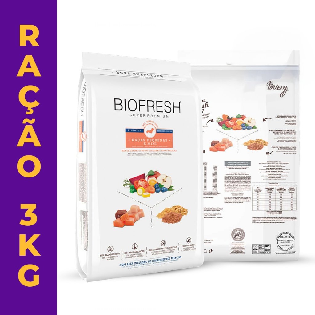 Ração Biofresh Filhotes Raças Pequenas: Mix de Carne, Frutas e Legumes Frescos