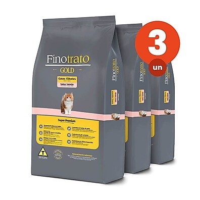 Ração Finotrato Gold Filhote Salmão: Kit com 3!