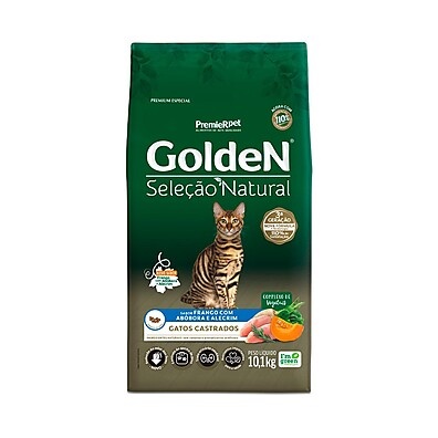 Ração Golden Gatos Castrados Frango 10,1kg – Nutrição Natural