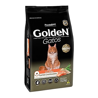 Ração Golden Salmão 10,1kg para Gatos Castrados
